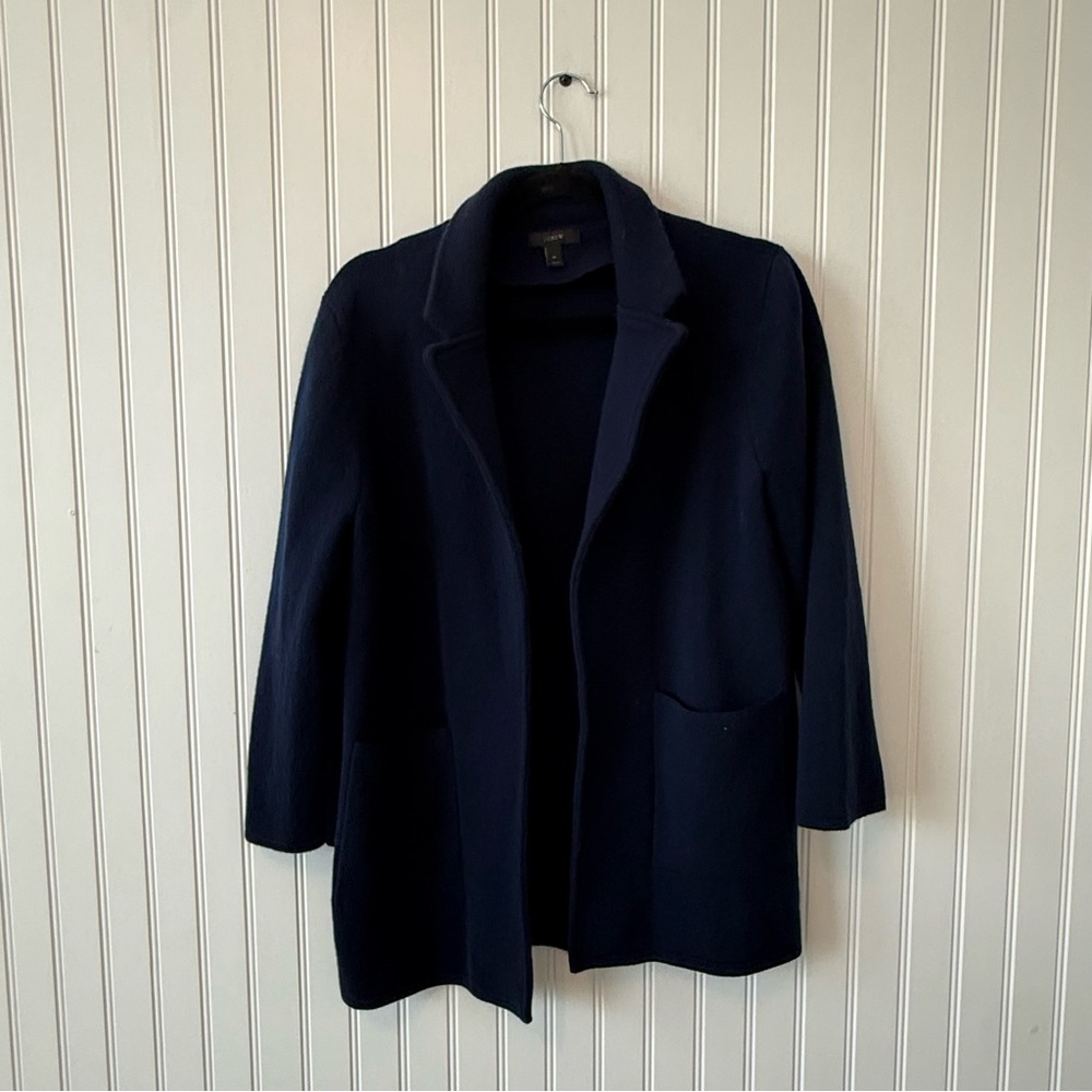 J. CREW Open-Front Sweater Blazer Merino Wool
